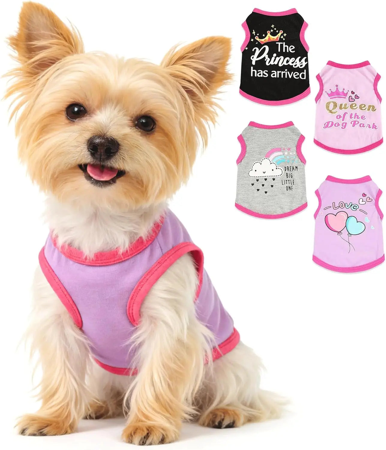 Small Dog Shirts — Cute Puppy Clothes for Chihuahua, Yorkie & Small Breeds | 4-Pack Wags & Whiskers Pet Supply