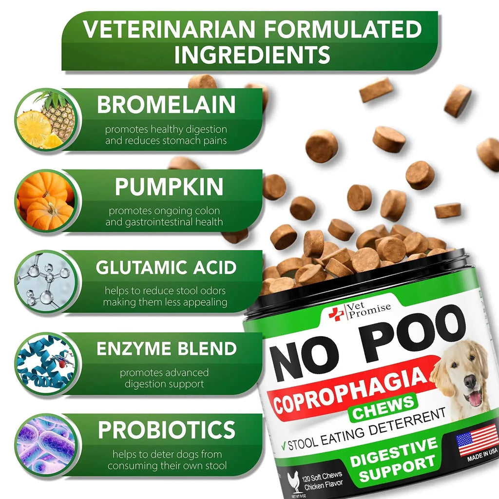 No Poo Chews for Dogs Coprophagia Stool-Eating Deterrent Probiotics 120 Count by Zamzamas