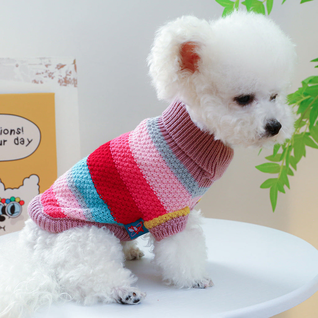 Pet Ring Comfortable Colorful Striped Sweater Pet Zen