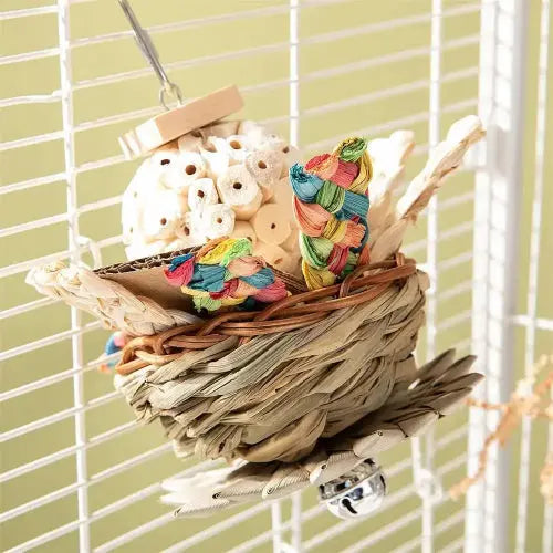Bird Paper And Wood Chew Toy Nest Cage - FurrBaby Necessities