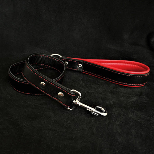 Black soft leather dog leash Bestia Dog Gear