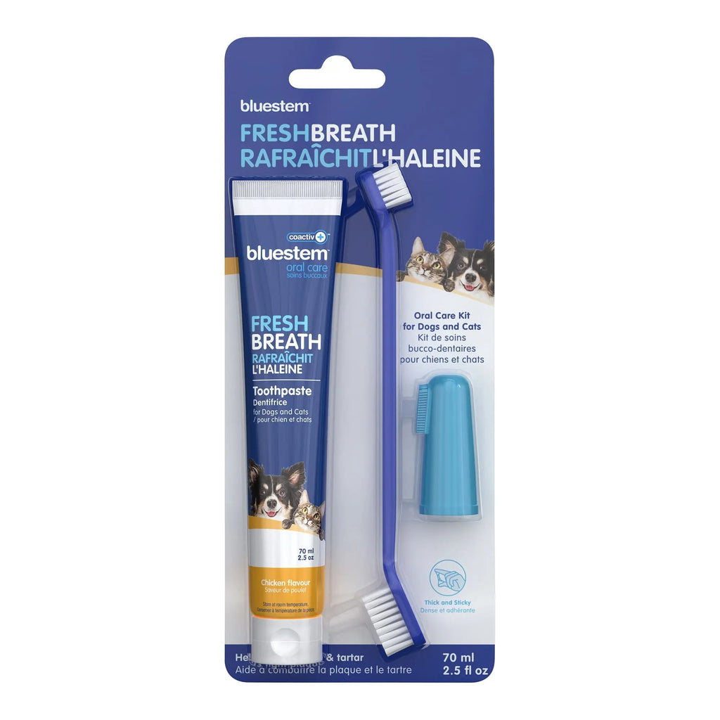 bluestem coactiv+ Oral Dental Kit for Dogs and Cats – Toothpaste, Toothbrush & Finger Brush - FurrBaby Necessities