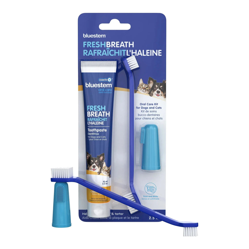 bluestem coactiv+ Oral Dental Kit for Dogs and Cats – Toothpaste, Toothbrush & Finger Brush - FurrBaby Necessities