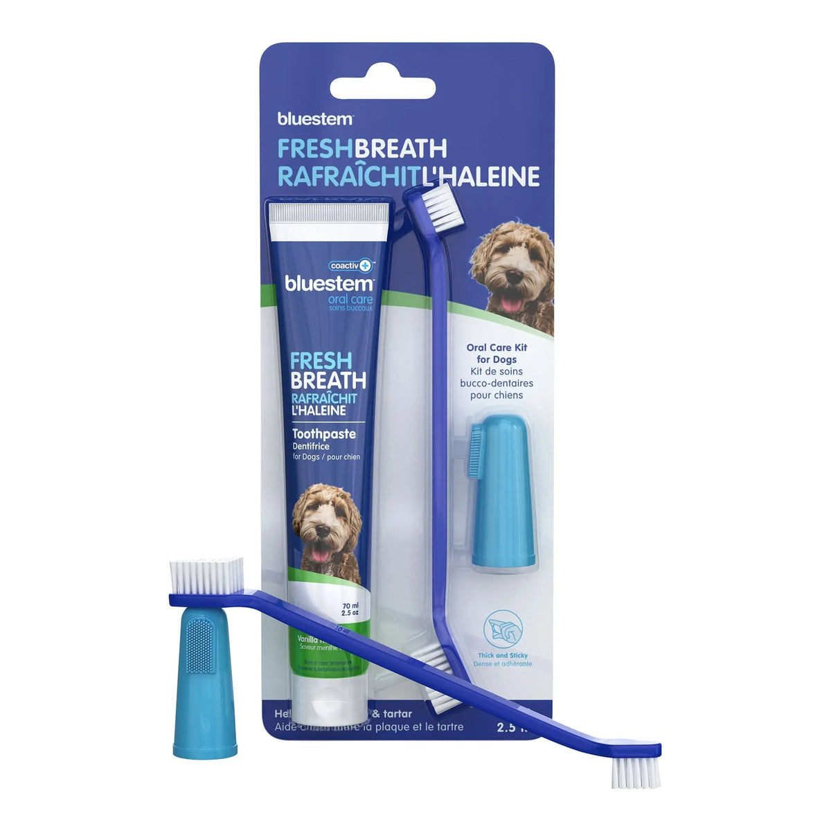 bluestem coactiv+ Oral Dental Kit for Dogs and Cats – Toothpaste, Toothbrush & Finger Brush - FurrBaby Necessities