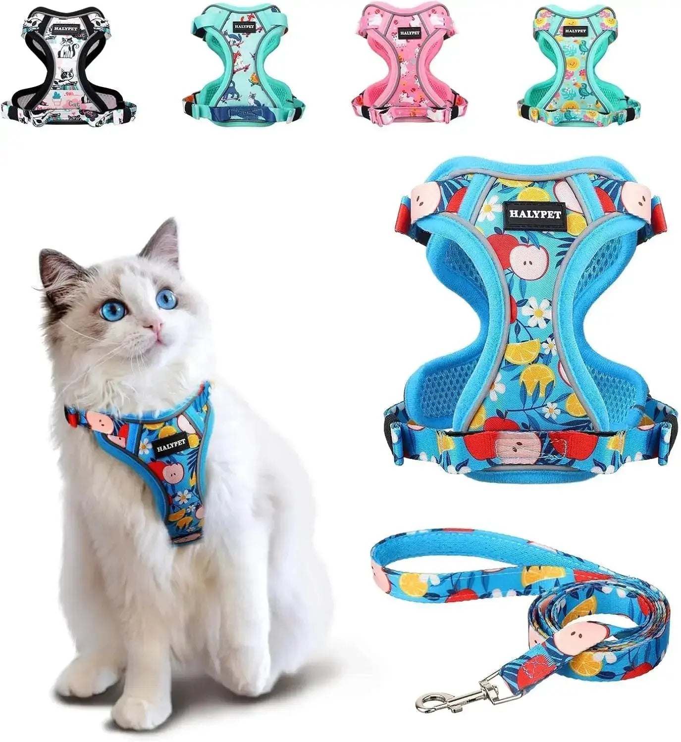 Cat Harness and Leash Set Escape Proof Reflective Adjustable Vest by Wags & Whiskers Pet Supply