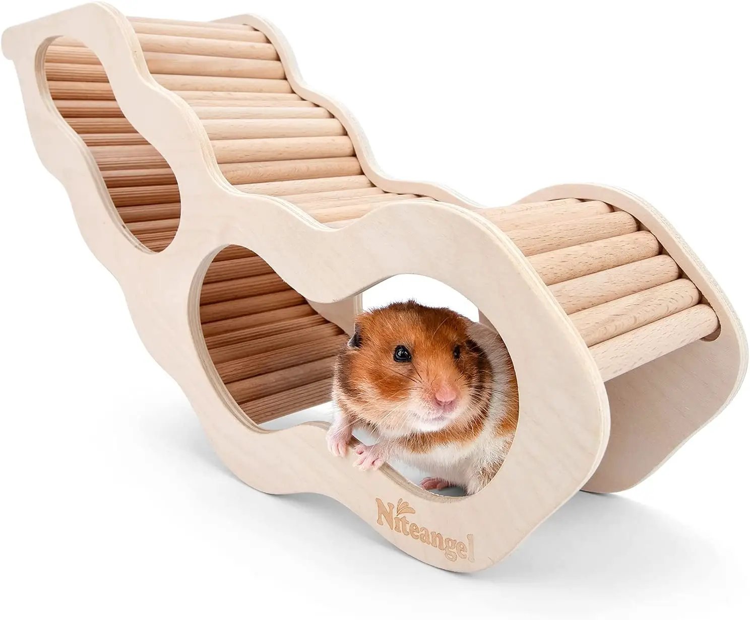 Hamster House Hideout Ladder Wooden Small Pet Hut Gerbil Mouse Tunnel Toy by Wags & Whiskers Pet Supply