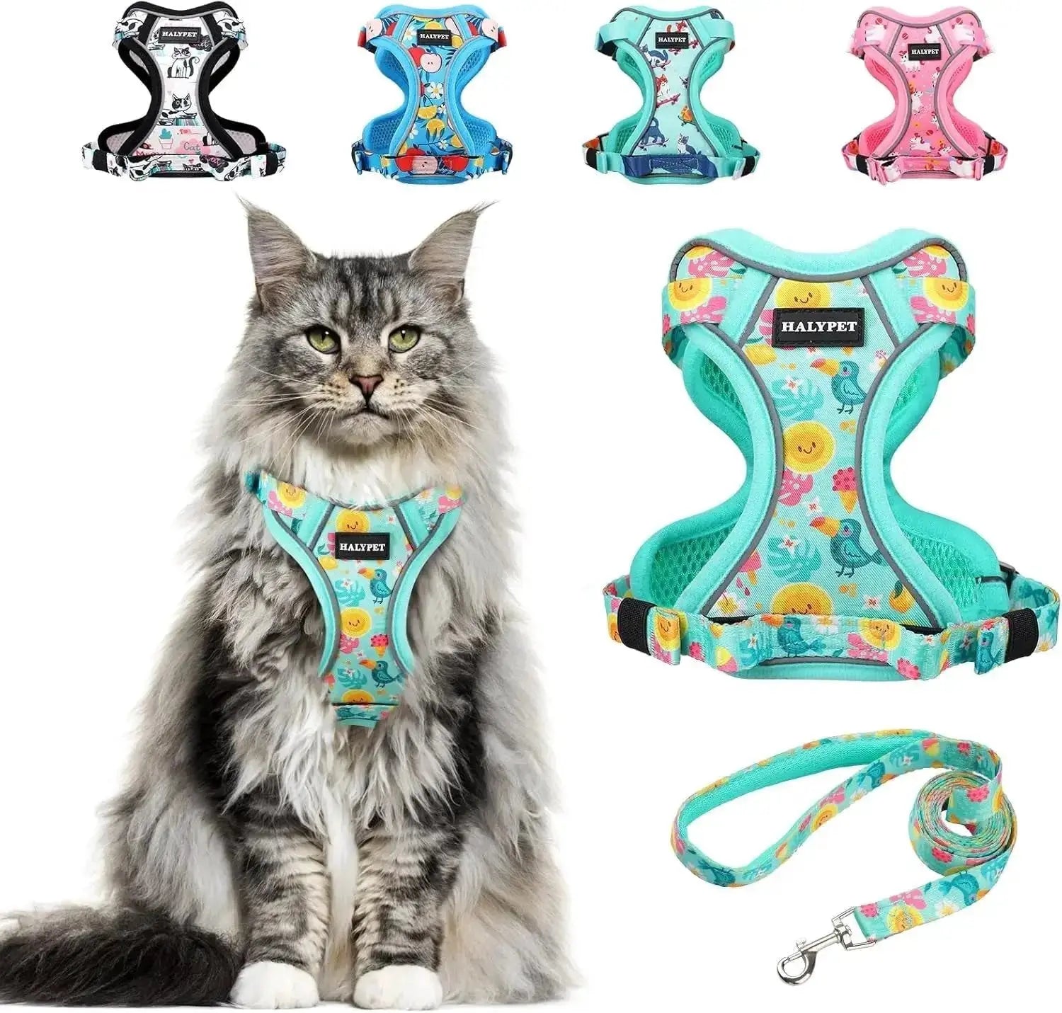 Cat Harness and Leash Set Escape Proof Reflective Adjustable Vest by Wags & Whiskers Pet Supply