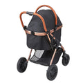 Pet Stroller, 4 Wheels Dog Stroller Rotate with Brakes, 66 lbs Weight Capacity, Puppy Stroller with Detachable Carrier, Storage Basket and Pet Pad, for Small to Medium Sized Dogs, Black by VYSN