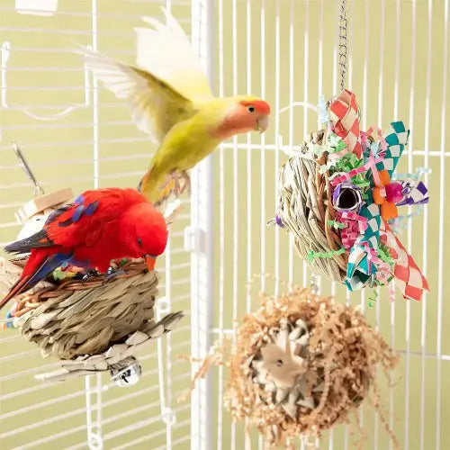 Bird Paper And Wood Chew Toy Nest Cage - FurrBaby Necessities