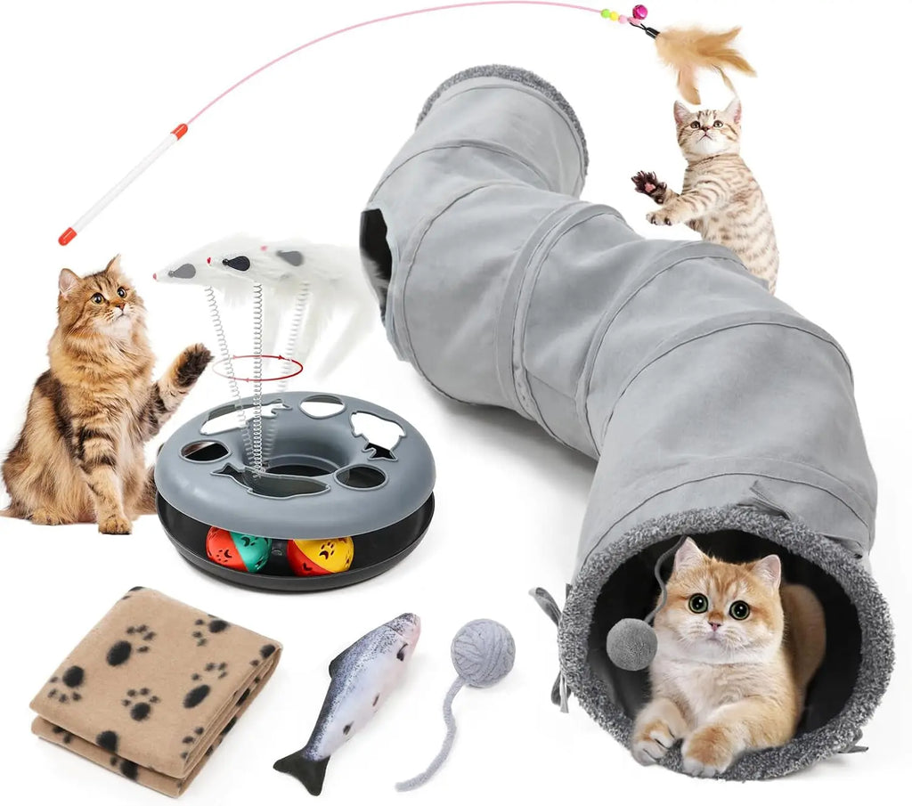 Cat Tunnel Toy for Cats & Small Pets Collapsible Interactive Play Tube Wags & Whiskers Pet Supply