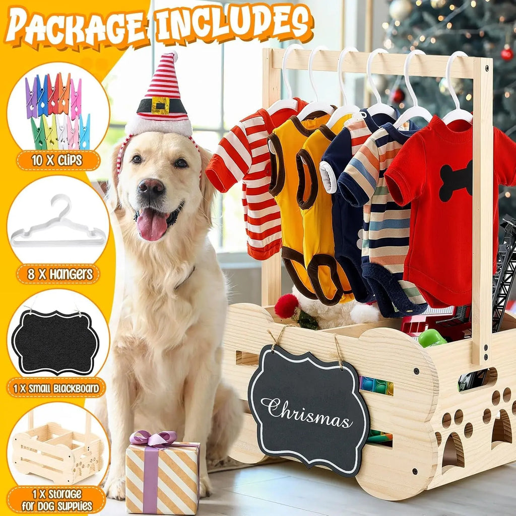Dog Storage Organizer Wooden Closet Toy Clothes Rack Hangers 20in Wags & Whiskers Pet Supply