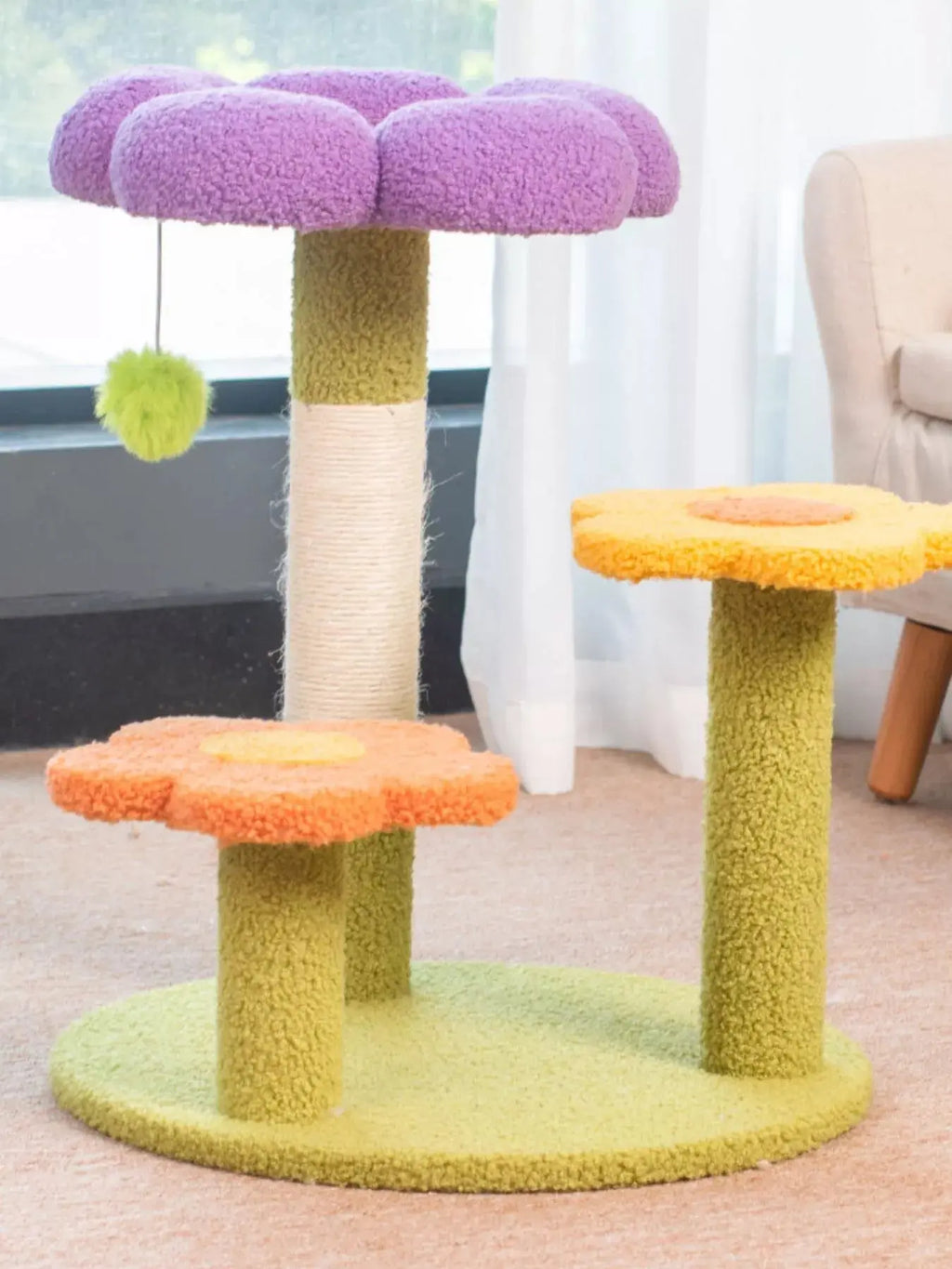 Flower Design Cat Tree with Scratching Post - FurrBaby Necessities