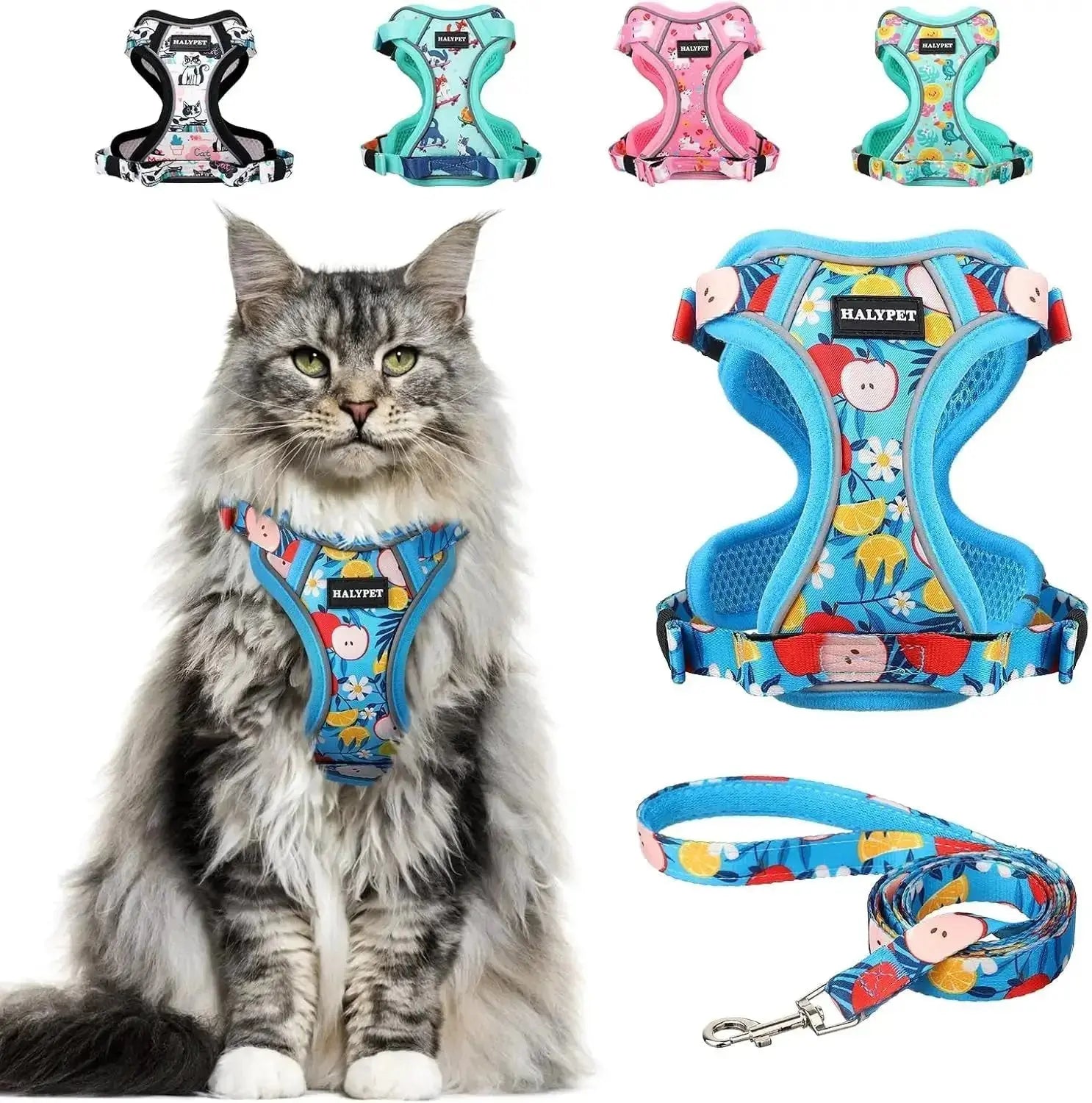 Cat Harness and Leash Set Escape Proof Reflective Adjustable Vest by Wags & Whiskers Pet Supply