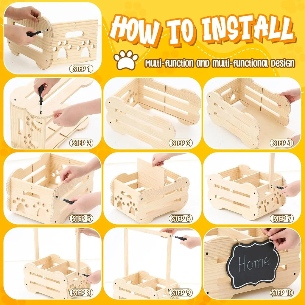 Dog Storage Organizer Wooden Closet Toy Clothes Rack Hangers 20in Wags & Whiskers Pet Supply