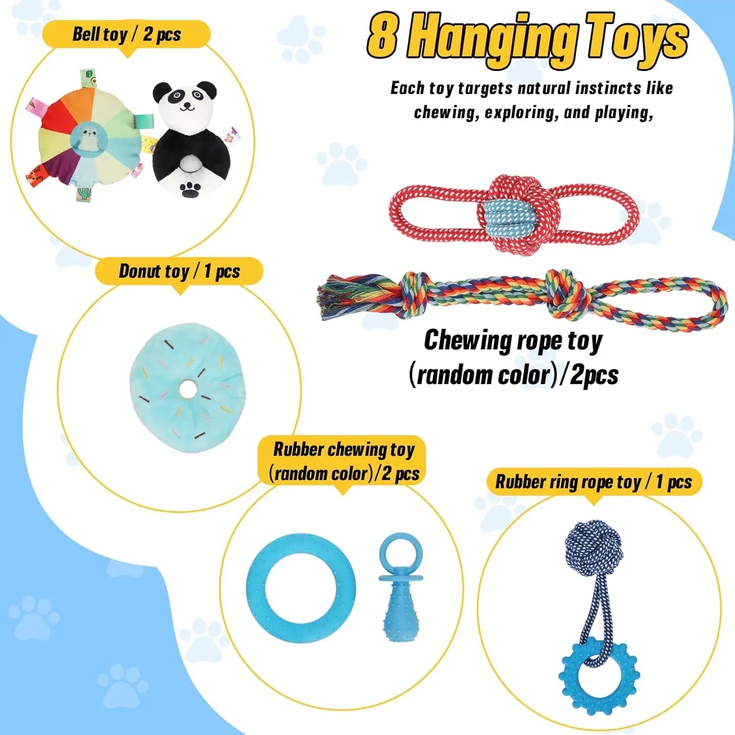 Indoor Puppy Play Gym with Hammock 8 Toys Dog Enrichment Activity Center Wags & Whiskers Pet Supply
