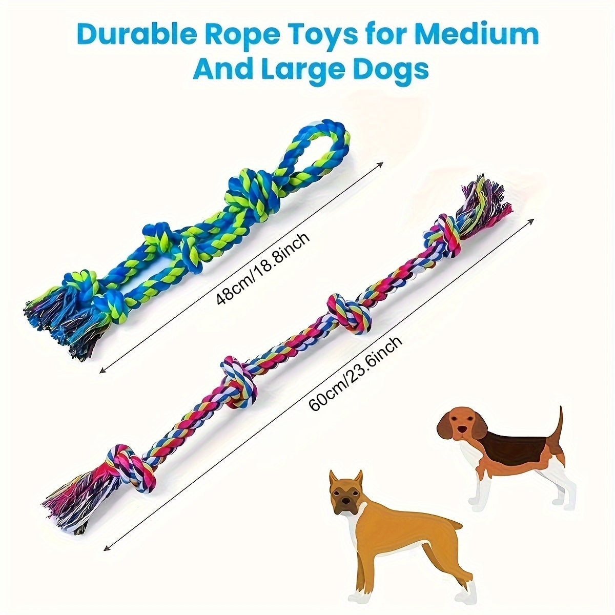 Tough Dog Rope Toys for Aggressive Chewers, Tough Tug of War Dog Toys for Large, Medium & Small Dogs Pet Zen