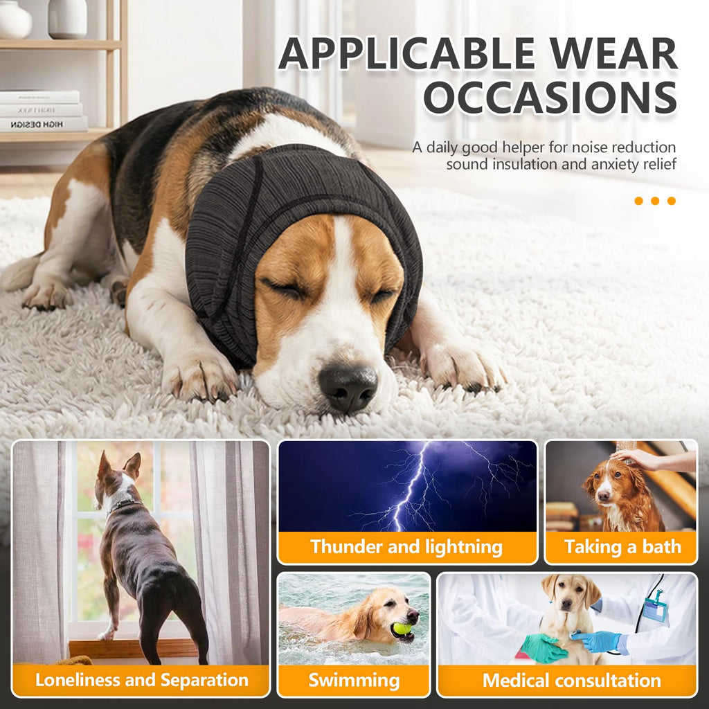 Soft Dog Ear Cover for Loud Noises, Thunderstorms & Fireworks - Dog Ear Wrap for Hematoma and Post-Surgery Recovery, Prevents Shaking and Scratching - Dog Head Cover for Bathing, Grooming, Rainy Walks, and Swimming Pet Zen