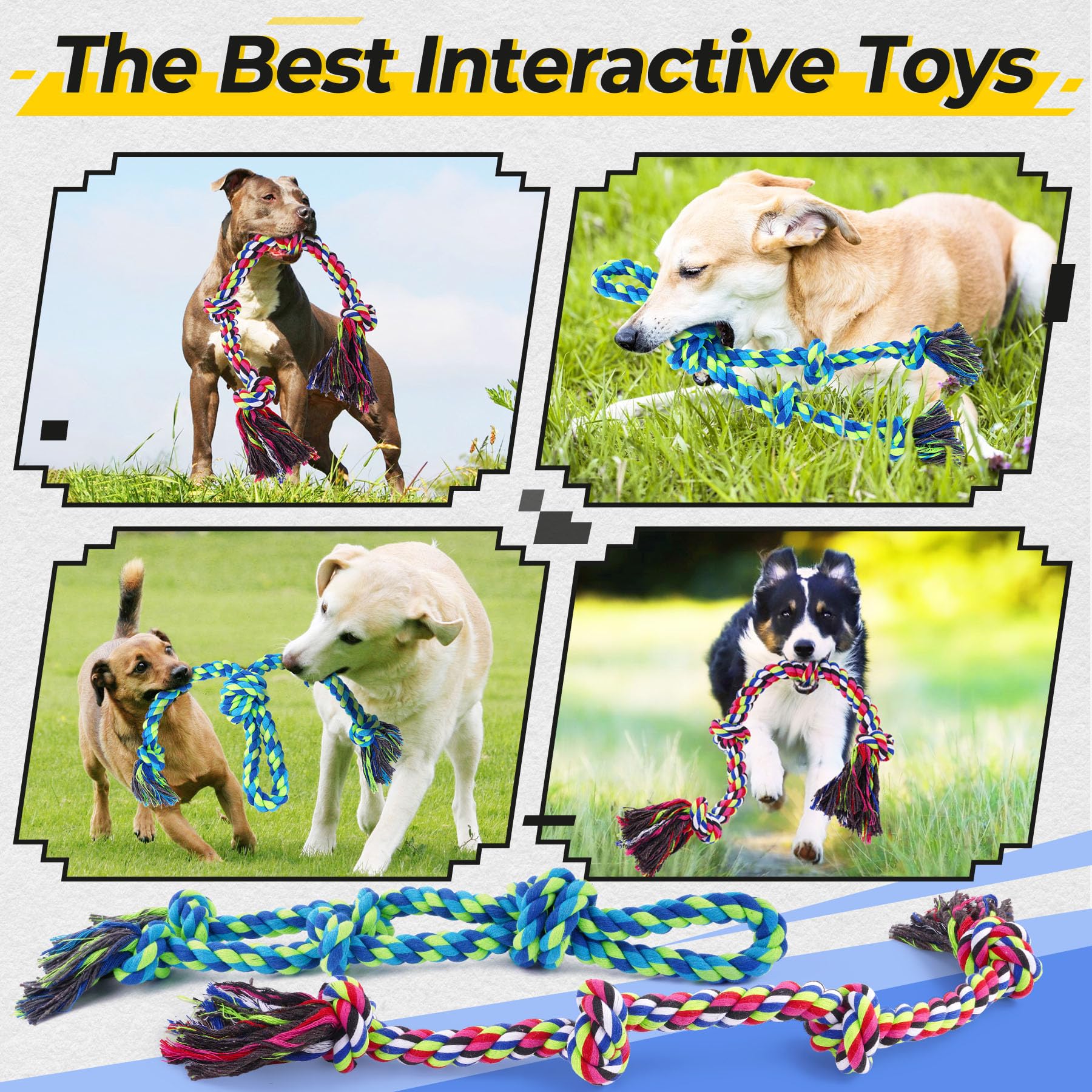 Tough Dog Rope Toys for Aggressive Chewers, Tough Tug of War Dog Toys for Large, Medium & Small Dogs Pet Zen