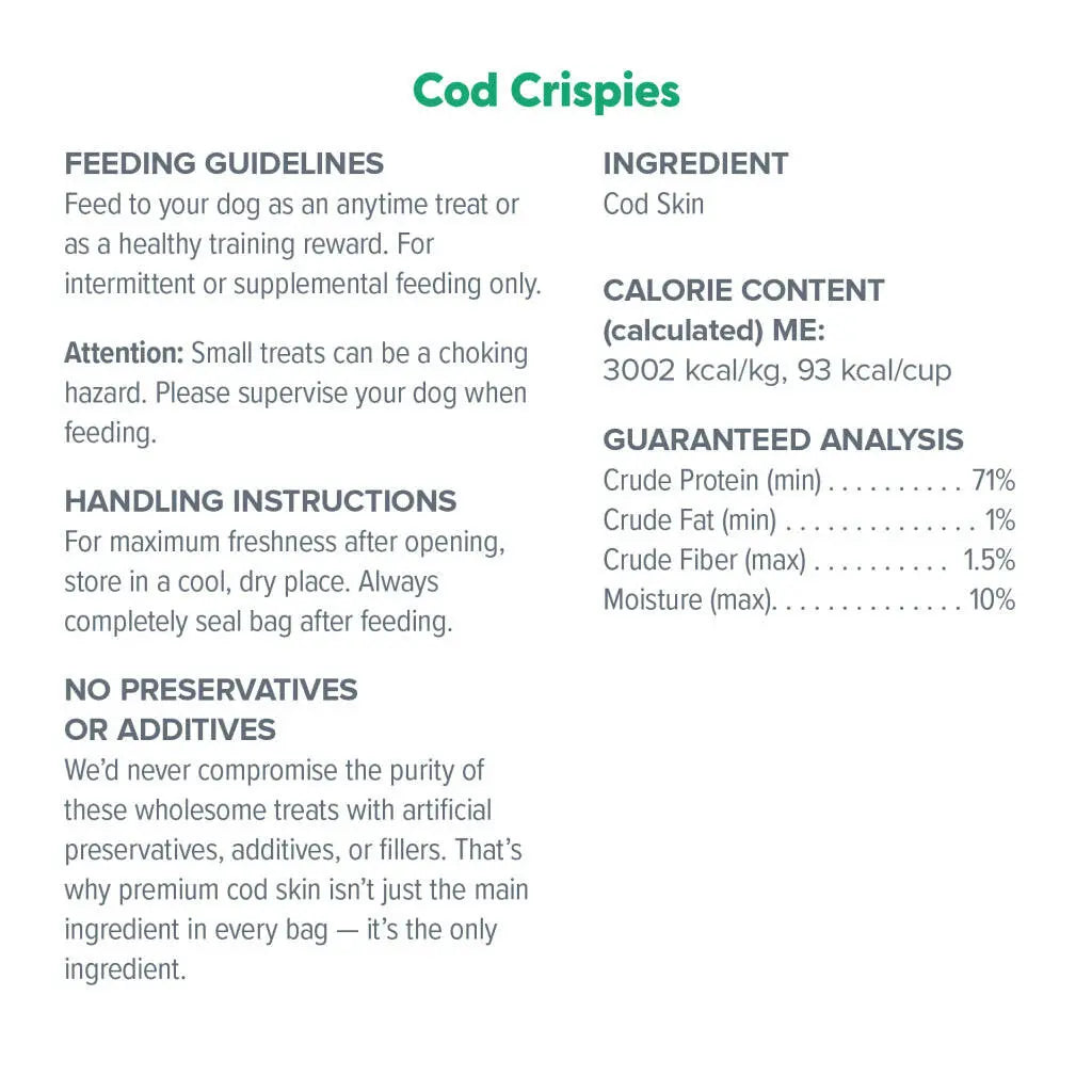 Dr. Marty Cod Crispies Freeze Dried Cod Skin Dog Treats HardyPaw