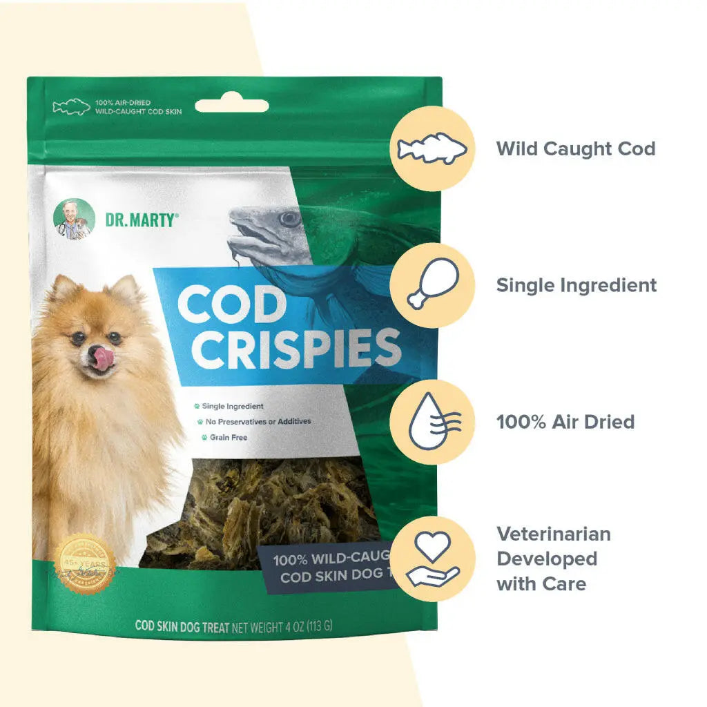 Dr. Marty Cod Crispies Freeze Dried Cod Skin Dog Treats HardyPaw