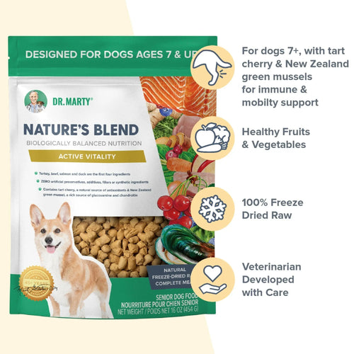 Dr. Marty Nature's Blend Active Vitality Freeze Dried Raw Food for Senior Dogs HardyPaw