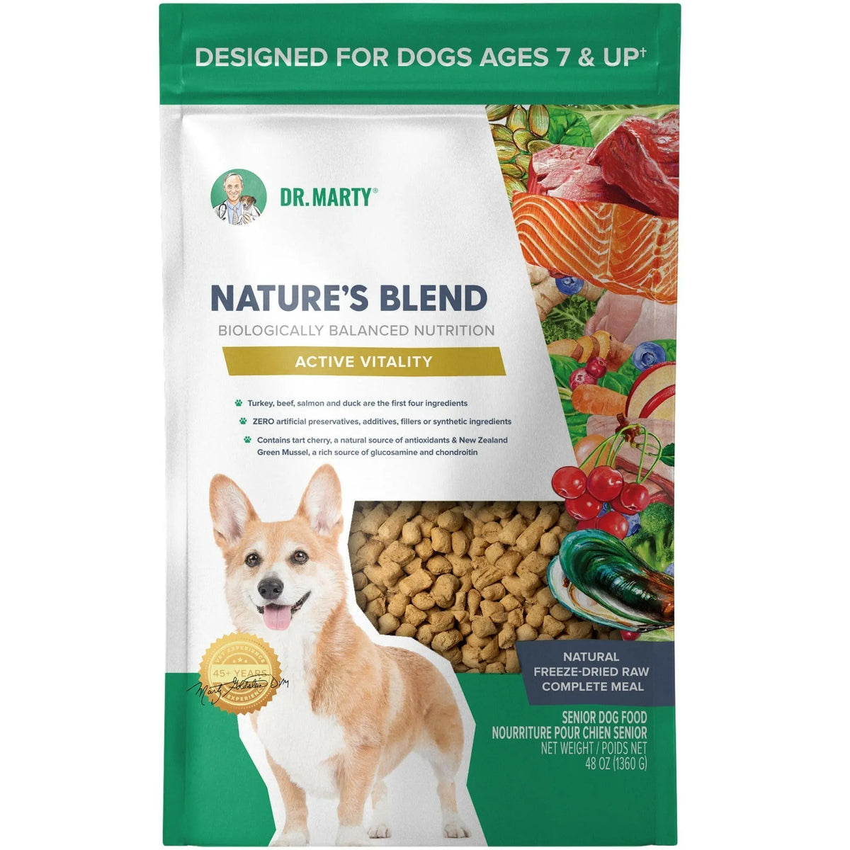Dr. Marty Nature's Blend Active Vitality Freeze Dried Raw Food for Senior Dogs HardyPaw