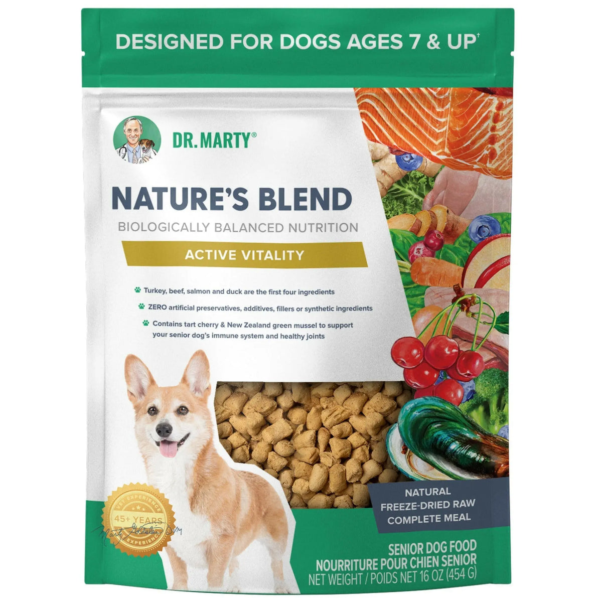 Dr. Marty Nature's Blend Active Vitality Freeze Dried Raw Food for Senior Dogs HardyPaw