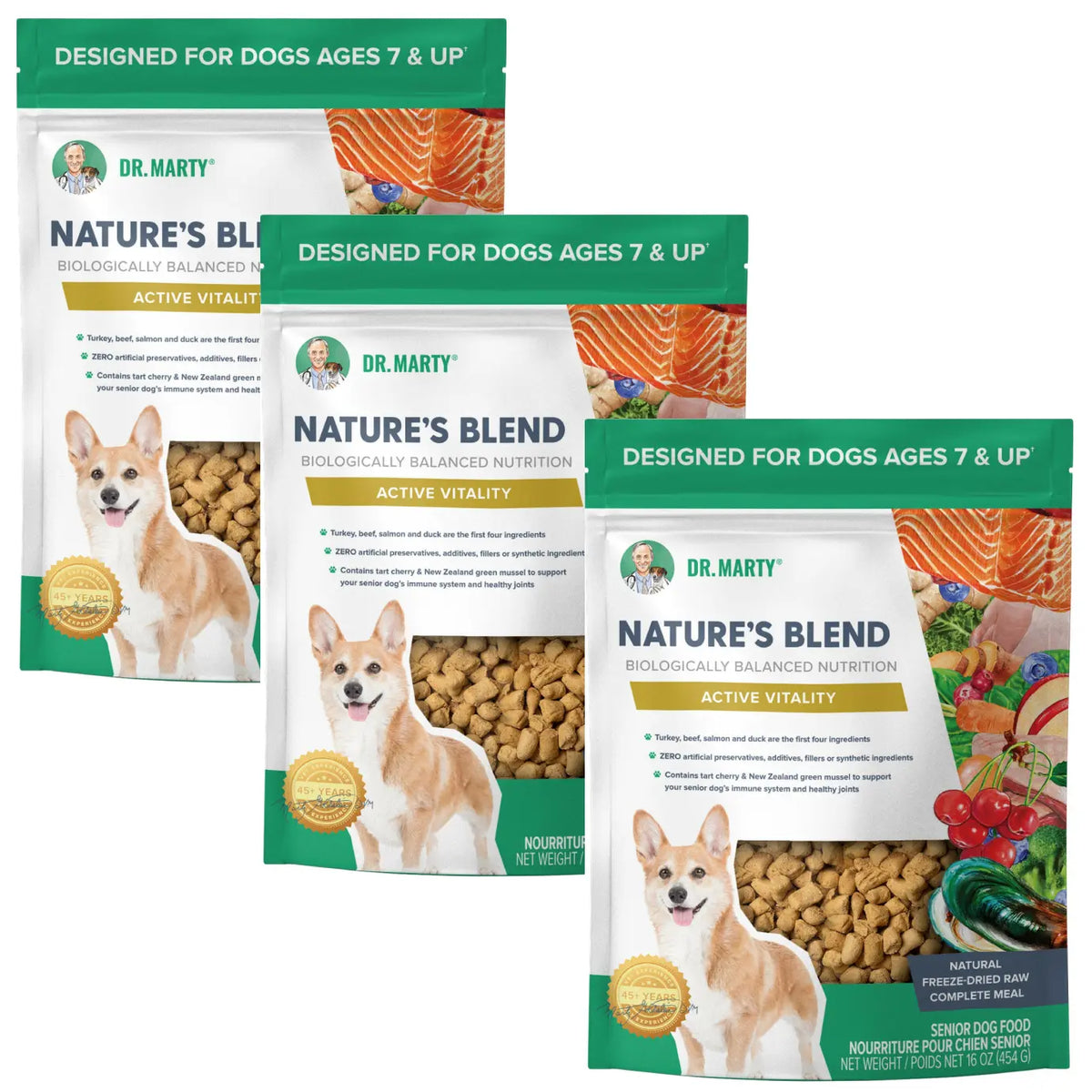 Dr. Marty Nature's Blend Active Vitality Freeze Dried Raw Food for Senior Dogs HardyPaw