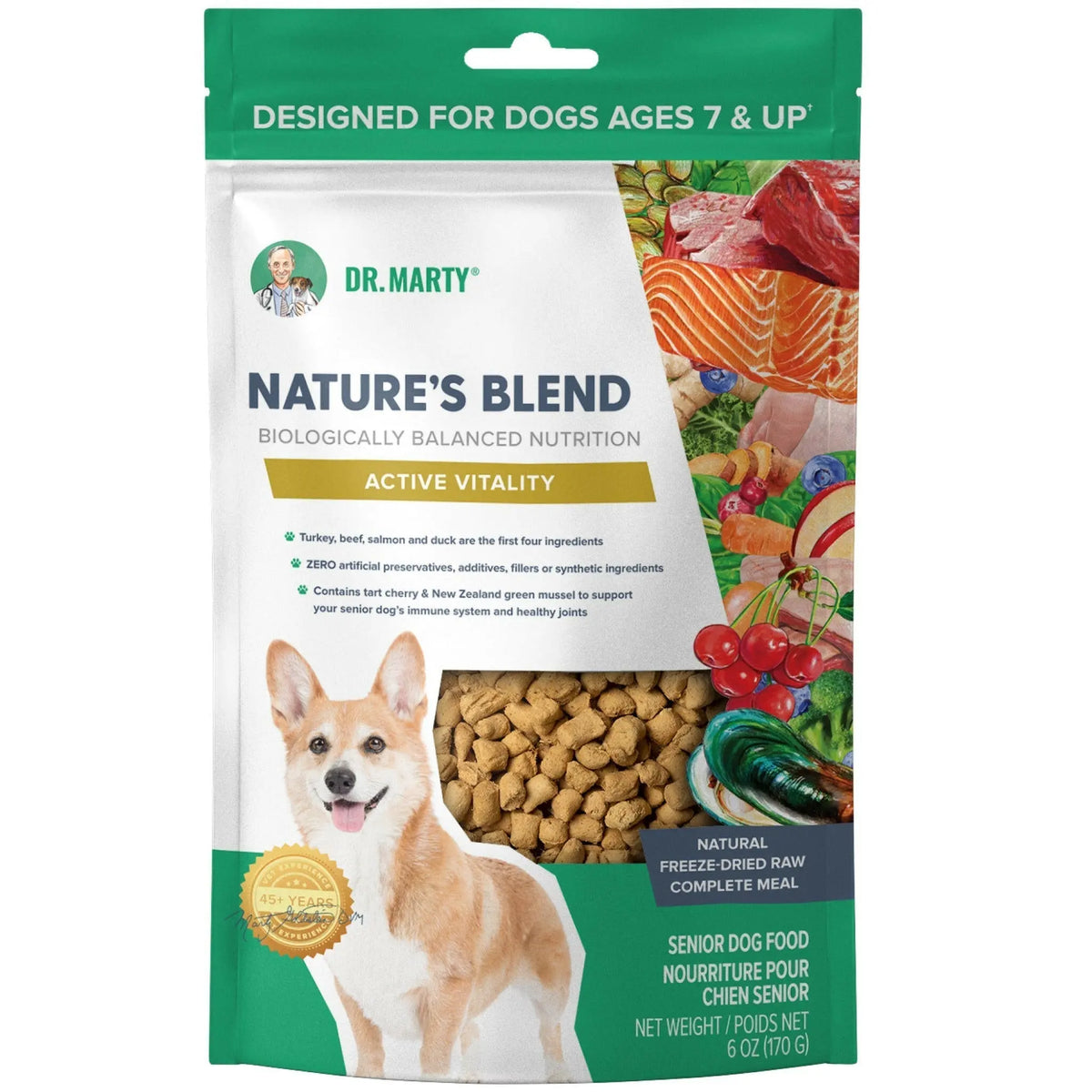 Dr. Marty Nature's Blend Active Vitality Freeze Dried Raw Food for Senior Dogs HardyPaw