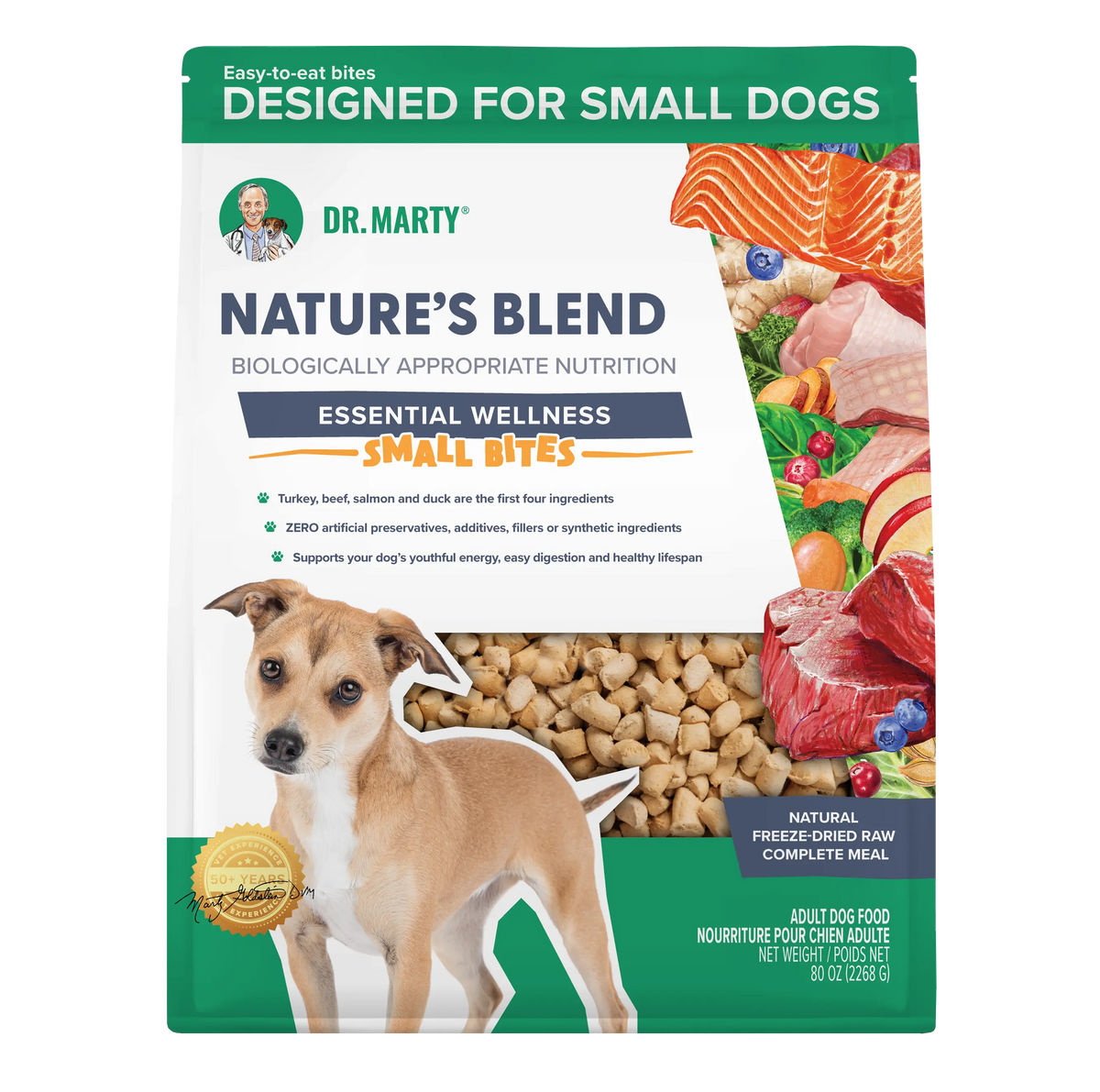 Dr. Marty Nature's Blend Essential Wellness Small Bites Freeze Dried Raw Dog Food HardyPaw