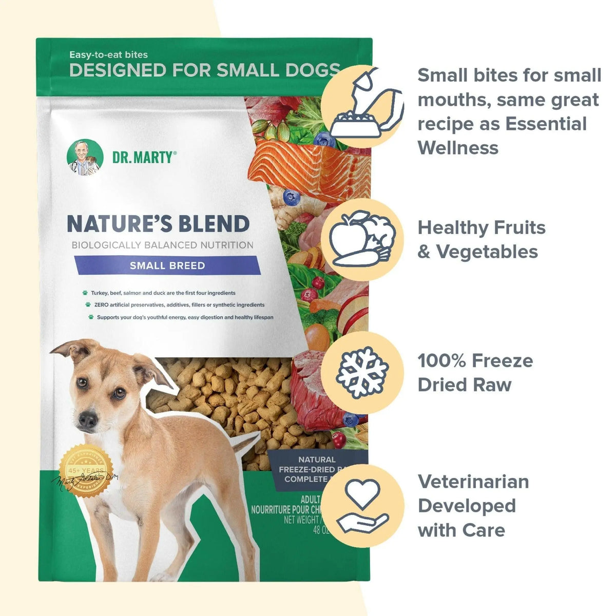 Dr. Marty Nature's Blend Essential Wellness Small Bites Freeze Dried Raw Dog Food HardyPaw