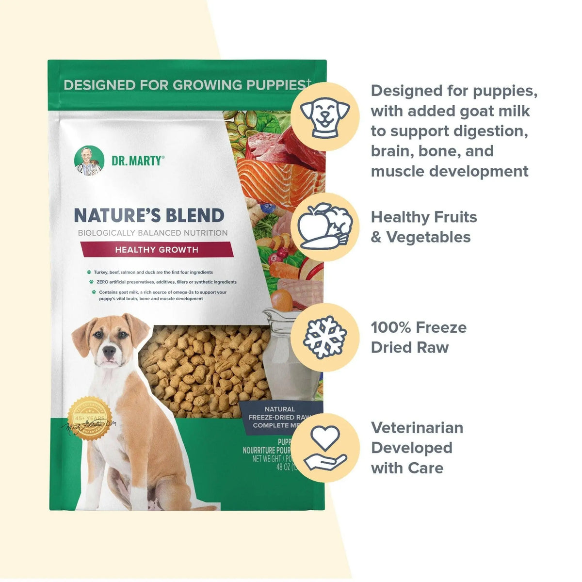 Dr. Marty Nature's Blend Healthy Growth Freeze Dried Raw Food for Puppies HardyPaw