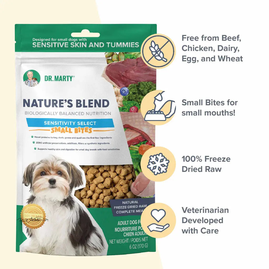Dr. Marty Nature's Blend Sensitivity Select Small Bites Freeze-Dried Raw Dog Food HardyPaw