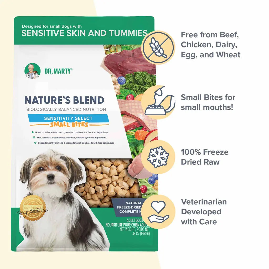 Dr. Marty Nature's Blend Sensitivity Select Small Bites Freeze-Dried Raw Dog Food HardyPaw
