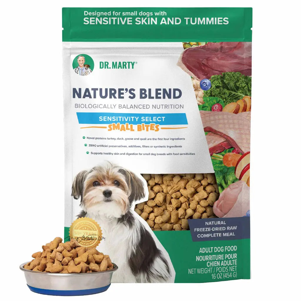 Dr. Marty Nature's Blend Sensitivity Select Small Bites Freeze-Dried Raw Dog Food HardyPaw