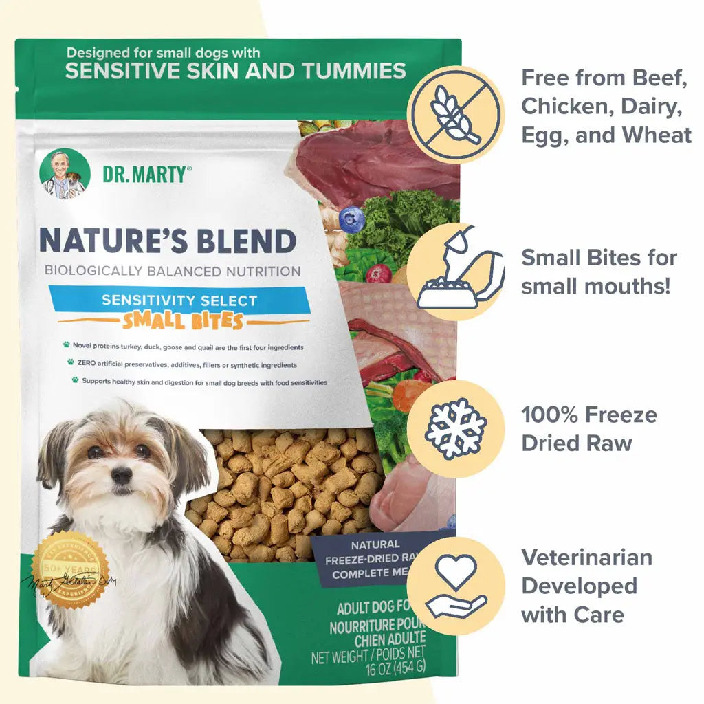 Dr. Marty Nature's Blend Sensitivity Select Small Bites Freeze-Dried Raw Dog Food HardyPaw