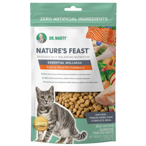 Dr. Marty Nature's Feast Essential Wellness Fish & Poultry Freeze Dried Raw Cat Food HardyPaw
