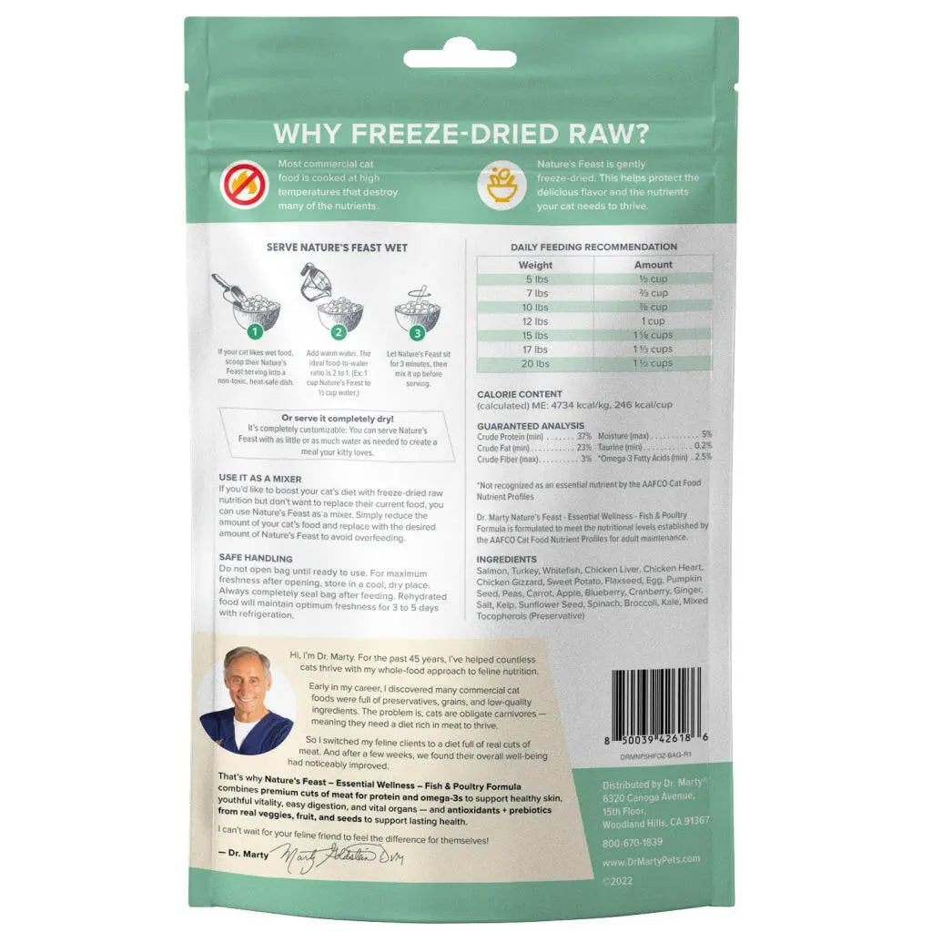 Dr. Marty Nature's Feast Essential Wellness Fish & Poultry Freeze Dried Raw Cat Food HardyPaw