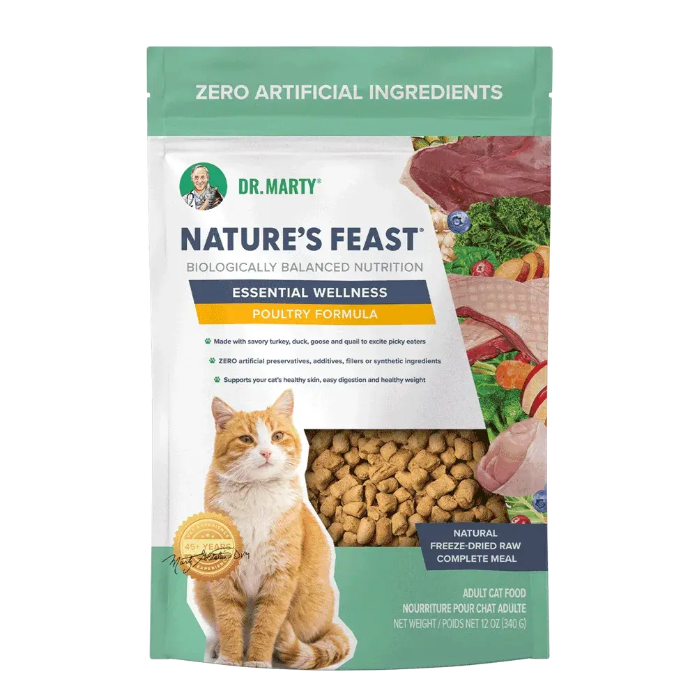 Dr. Marty Nature's Feast Essential Wellness Poultry Freeze Dried Raw Cat Food HardyPaw