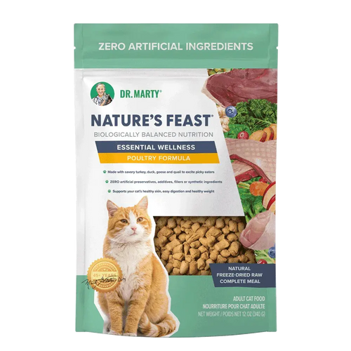 Dr. Marty Nature's Feast Essential Wellness Poultry Freeze Dried Raw Cat Food HardyPaw