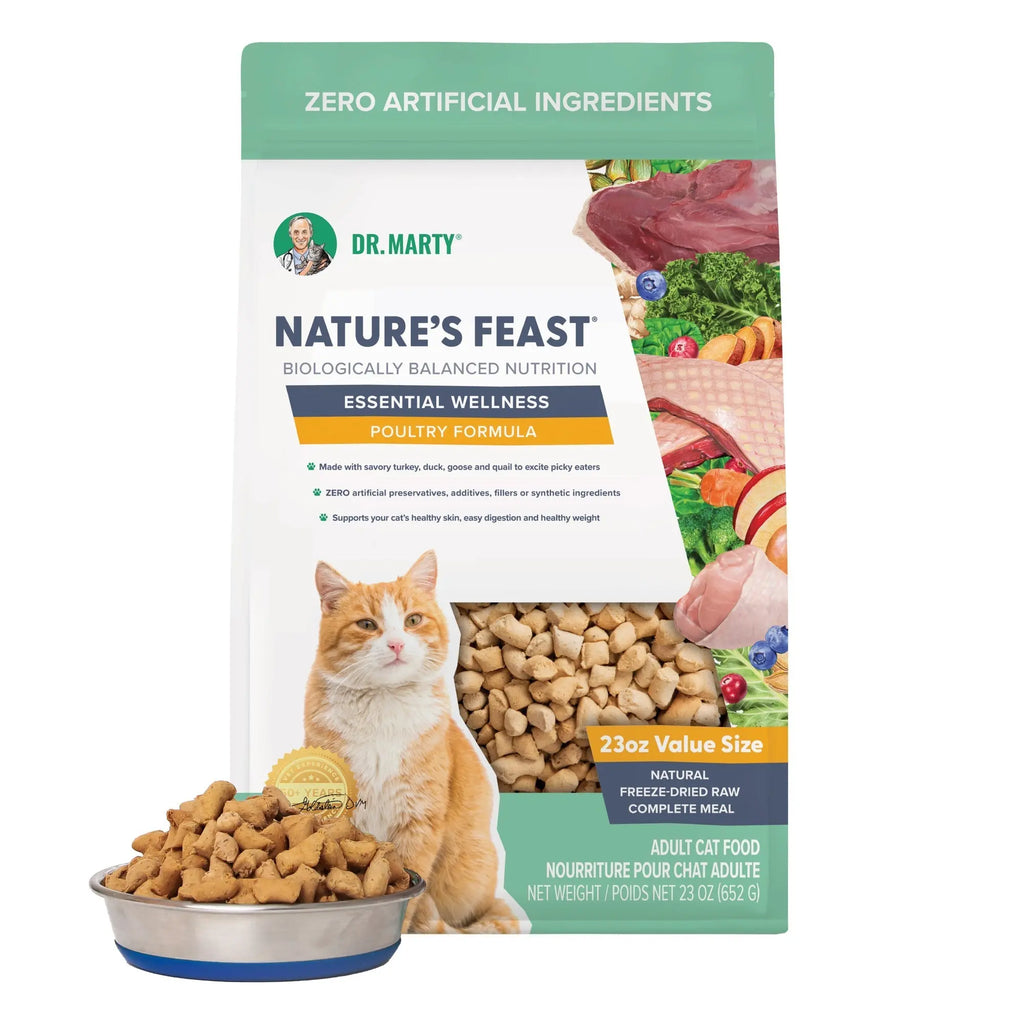 Dr. Marty Nature's Feast Essential Wellness Poultry Freeze Dried Raw Cat Food HardyPaw