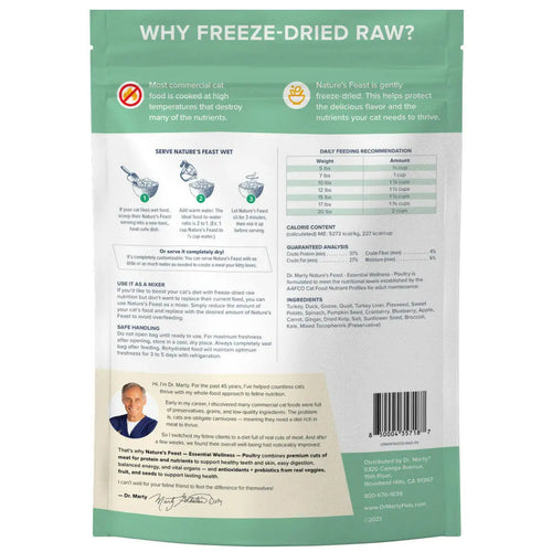 Dr. Marty Nature's Feast Essential Wellness Poultry Freeze Dried Raw Cat Food HardyPaw