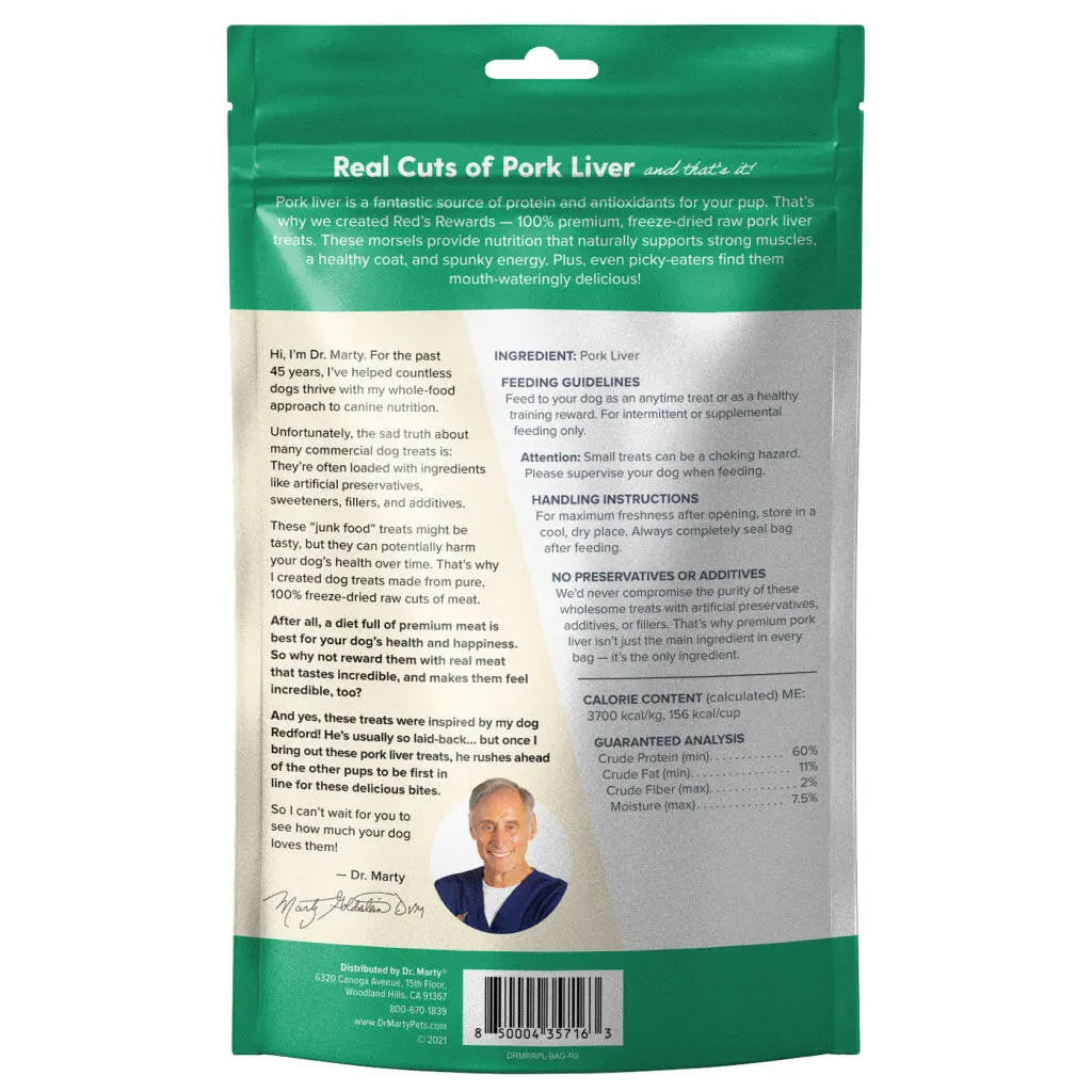 Dr. Marty Red’s Rewards Freeze Dried Pork Liver Dog Treats HardyPaw