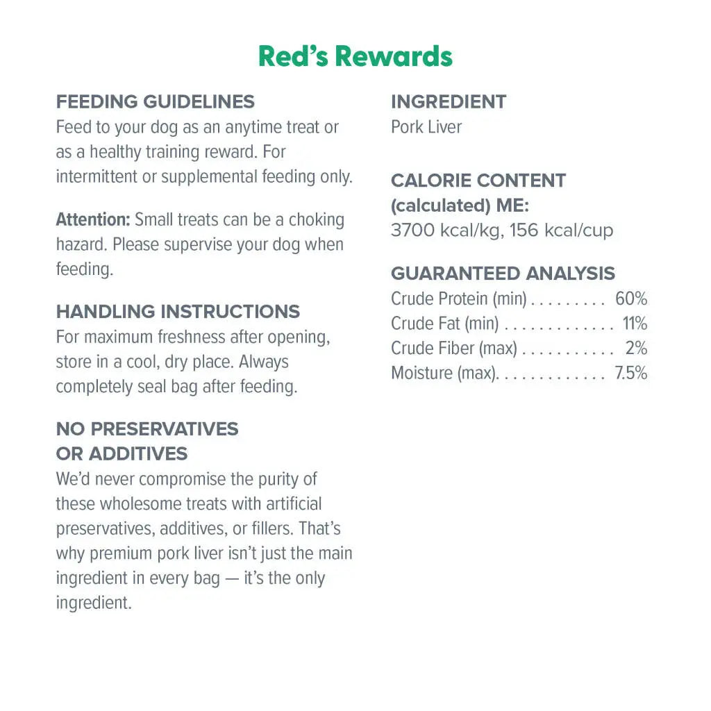 Dr. Marty Red’s Rewards Freeze Dried Pork Liver Dog Treats HardyPaw