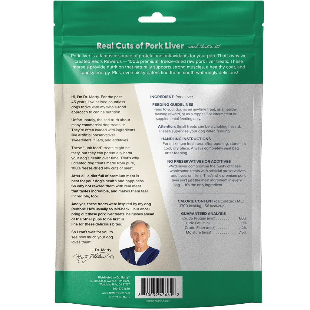 Dr. Marty Red’s Rewards Freeze Dried Pork Liver Dog Treats HardyPaw