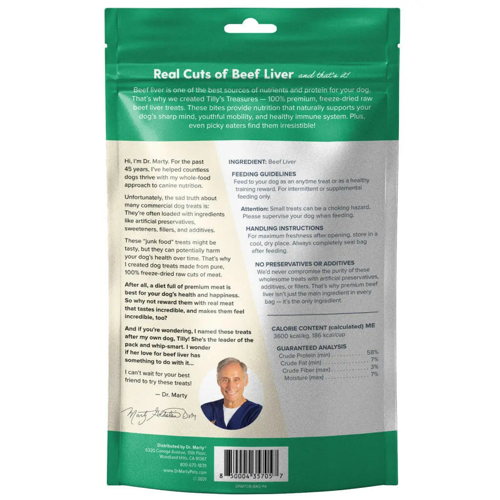 Dr. Marty Tilly’s Treasures Freeze Dried Beef Liver Dog Treats HardyPaw