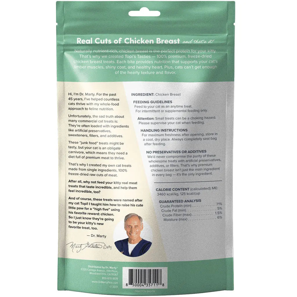 Dr. Marty Topi's Tasties Freeze-Dried Raw Chicken Breast Cat Treats, 4-oz HardyPaw
