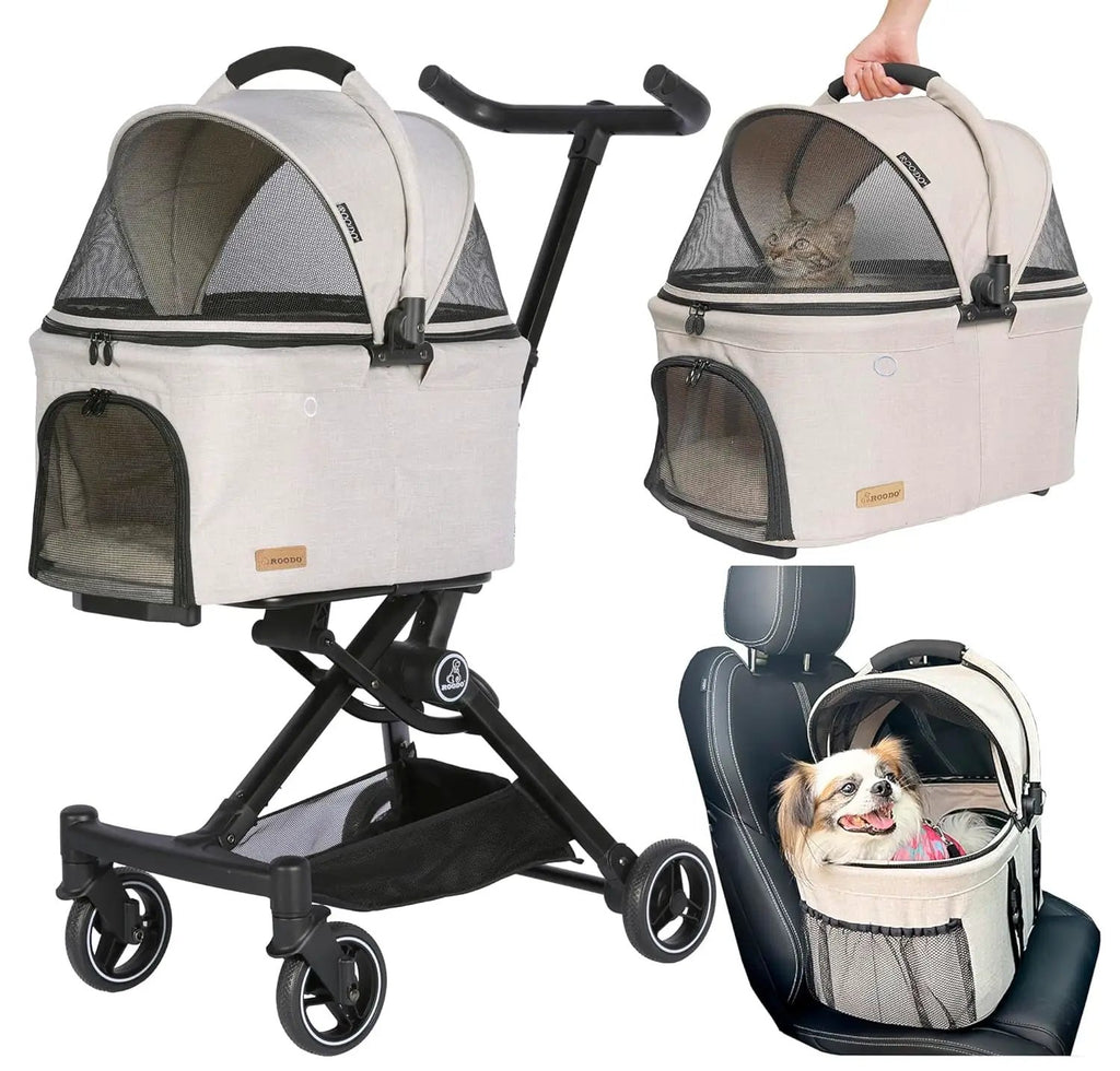 3 in 1 Pet Stroller Dog Cat Travel System Detachable Carrier Foldable 30lb by Wags & Whiskers Pet Supply
