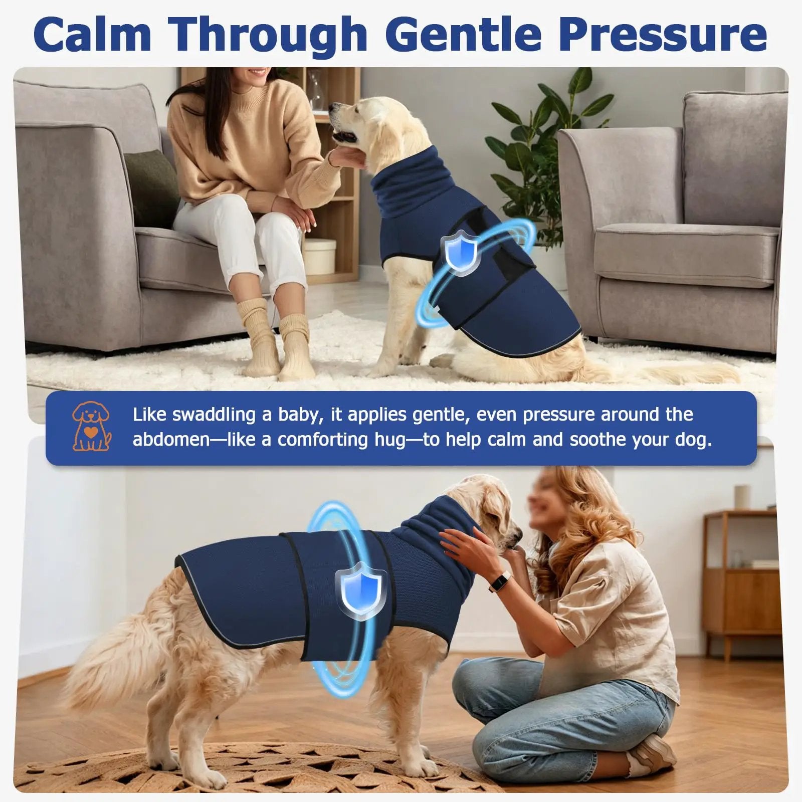 2-in-1 Dog Anxiety Vest With Hood, Soft Dog Calming Shirt With Stretchy Ear Head Cover For Stress Relief, Breathable Shirt Jacket For Thunderstorms, Separation & Vet Visits by Pet Zen