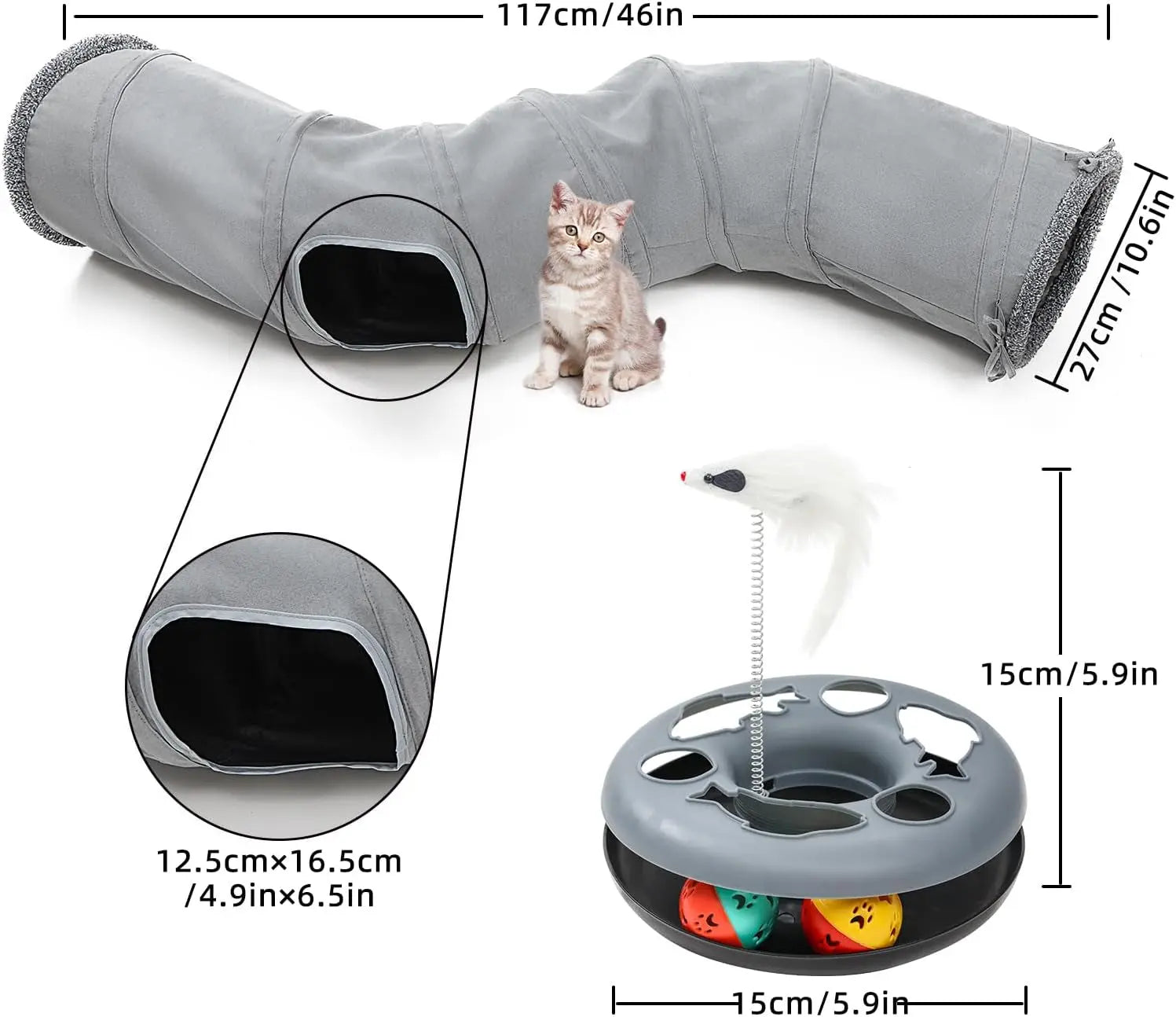 Cat Tunnel Toy for Cats & Small Pets Collapsible Interactive Play Tube Wags & Whiskers Pet Supply